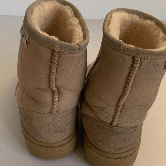 Shearling Supreme Sheepskin Lined Winter Boots Youth Girls Womens Beige Tan sz 6 - Picture 8 of 13